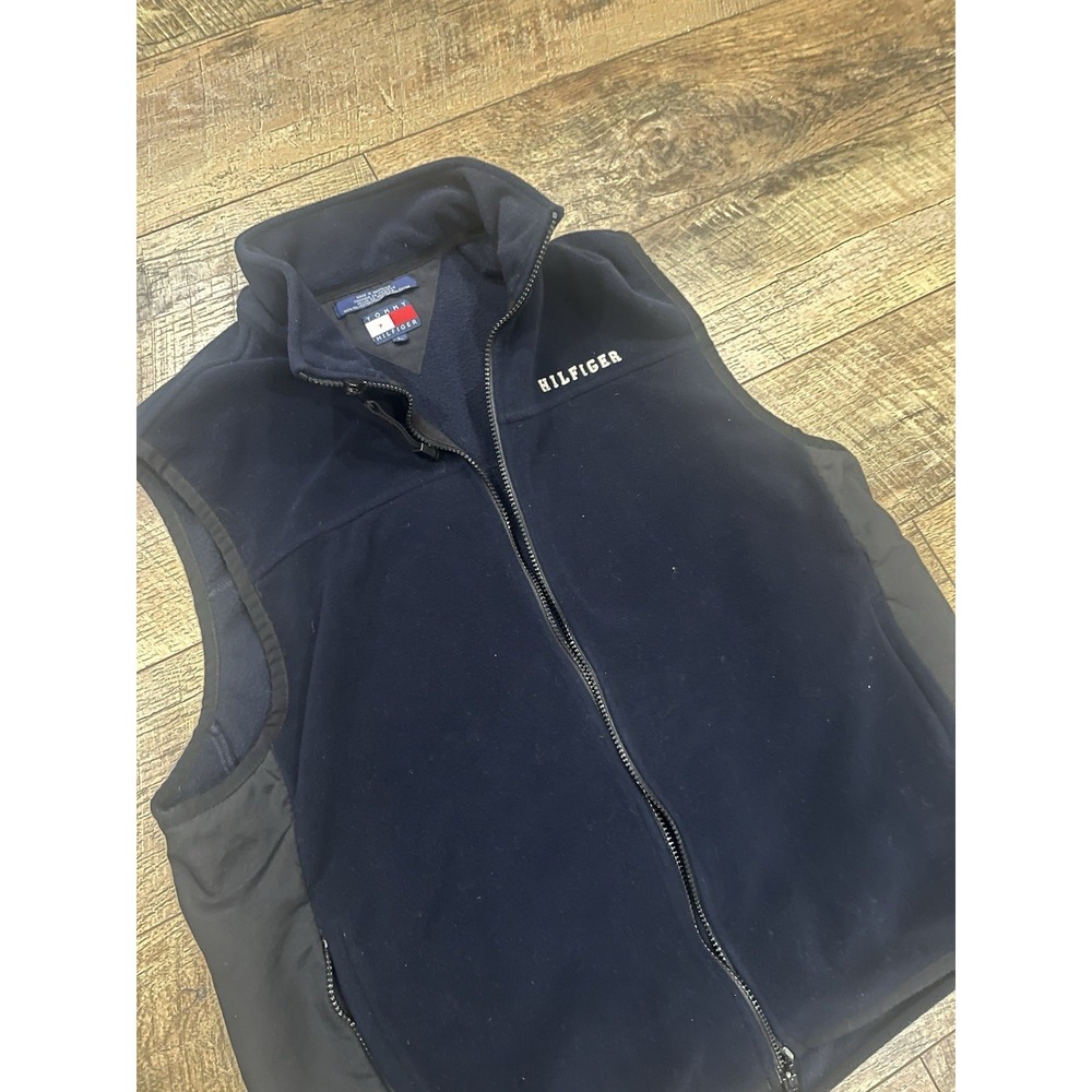 Vintage Tommy Hilfiger Fleece Vest Navy Blue Large - Picture 3 of 9